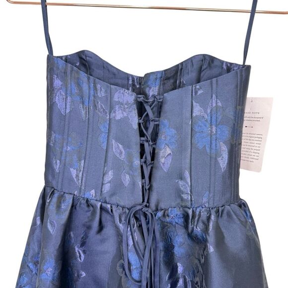NEW V. Chapman Virginia Corset Strapless Midi Dress Navy Baroque Floral Size 2 - Picture 7 of 9
